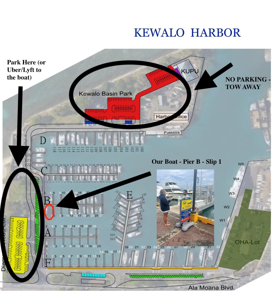 living ocean tours guest parking map