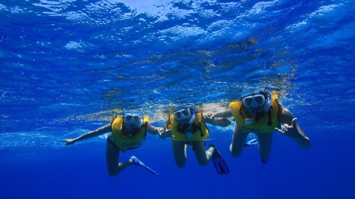 a man swimming in the water